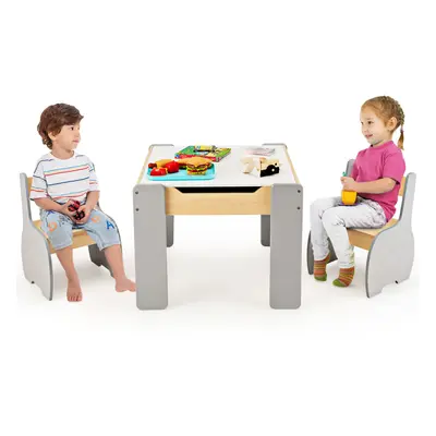 4-in-1 Kids Wooden Activity Table Chair Set Children Furniture Set