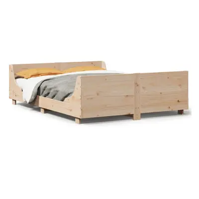 (natural, x cm) vidaXL Bed Frame with Headboard Home Bed Base White 140x200 cm Solid Wood Pine