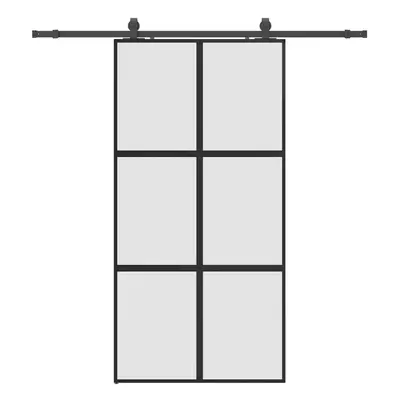 vidaXL Sliding Door with Hardware Set Black 102.5x205 cm Tempered Glass