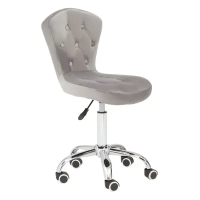 Premier Housewares Grey Velvet Buttoned Home Office Chair