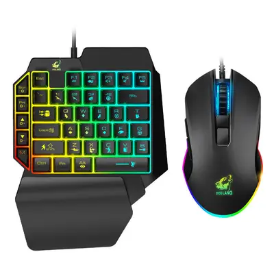 Wired Single Hand Keyboard & Mouse Combo Set One Handed Mechanical Keyboard DPI Mouse for Comput