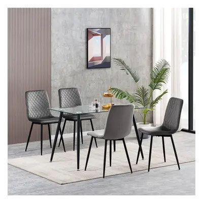 (4, Dark grey) Set of 1/2/4 Designer Velvet Fabric Dining Chairs Metal Legs Lexi Chairs