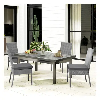 Outsunny PCs Rattan Garden Chairs with Cushion, Wicker Dining Chairs, Grey