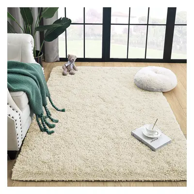 (CREAM, x 230) Shaggy Rugs Living Room Area Rug Carpet Mat