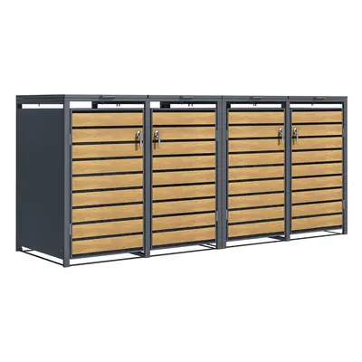 Phoenix GB4426AWK Wood Effect Quad Bin Store / Bin Storage