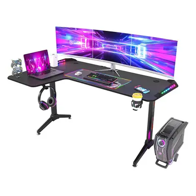 (Left ) Computer Gaming Desk RGB LED: Shape Corner Desk