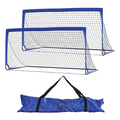 HOMCOM Football Goal Folding Outdoor with All Weather Net 6'x3' Blue