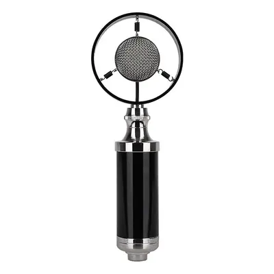 Professional Condenser Wired Vintage Recording Studio Microphone for Live Broadcast Black - KHW