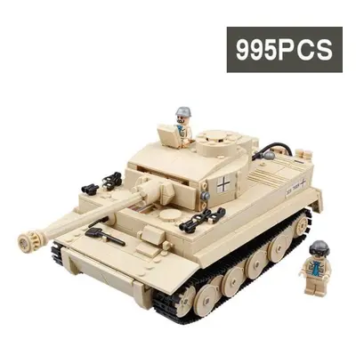 (as the picture, No Box) Ww2 Military Germany Army Tiger Tank Weapon Building Brick Block Toys C