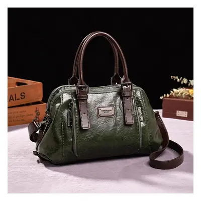 (green, 28cm*13cm*20cm) Ladies Fashion Retro Portable Slung Large Capacity Multi-compartment Bag