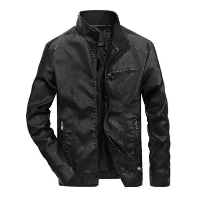 (black, XXL) Good Quality Brand Motorcycle Leather Jackets Men Warm Patchwork Military Jacket Ba