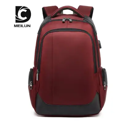 (red) Backpack Men&apos;s Casual Usb Men&apos;s Backpack Breathable Wear-resistant Business Comp