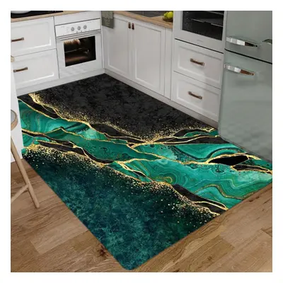 (160*200cm) 1pcs Anti Fatigue Kitchen Rugs Luxury Green Marble Waterproof Non-slip Thick Cushion