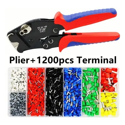 (Plier and Terminal) Ferrule Crimping Tool Kit, Hexagonal Ferrule Crimper Self-adjustable Ratche