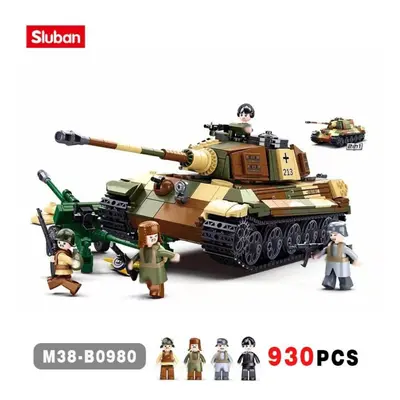 (as the picture) 930pcs Ww2 Military The King Tiger Heavey Tank Army Soldiers Building Blocks Ki