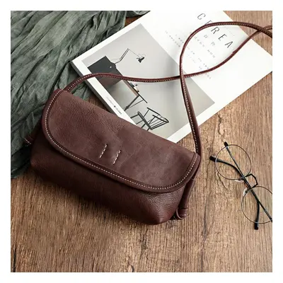 (coffee) Johnature Handmade Retro Soft Cow Leather Women Bag Simple Solid Color Shoulder Bags Le