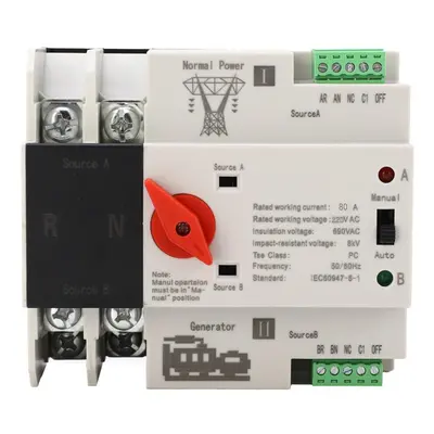 (80A) Automatic Transfer Switch Power 2p Flame Retardant Power Transfer Switch For Generator Ac2