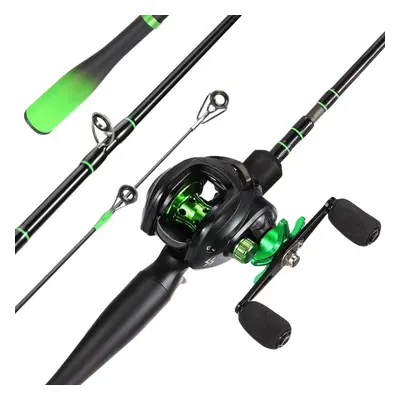 (2.4M&Right hand) Sougayilang 1.8-2.4m Sections Carbon Fiber Cast Fishing Rod And 7.2:1 Gear Rat