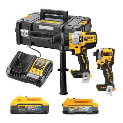 Dewalt DCK2052H1E1T 18v XR Brushless Powerstack Combi Drill+ Impact Driver