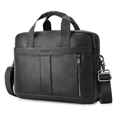 (012-black(15.6 Inch)) Laptop Bag for Men Leather 15.6 Inch Laptop Briefcase Laptop Case Gifts f