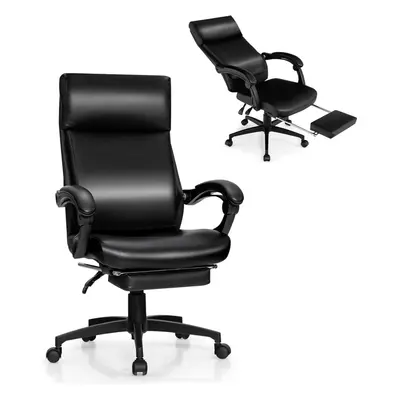 Black Big & Tall 330LBS Executive Office Chair with Footrest Reclining