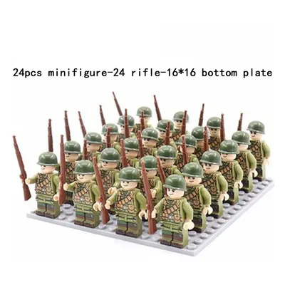 (H-24pcs) Minifigures Military Building Blocks 24pcs Eight-nation Phalanx Rifle Models Accessori