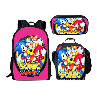 (7) Sonic Piece School Bag Lunch Bag Pencil Case Kids Set