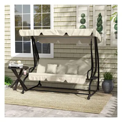 Outsunny 2-in-1 Garden Swing Chair for Person w/ Adjustable Canopy, Cream