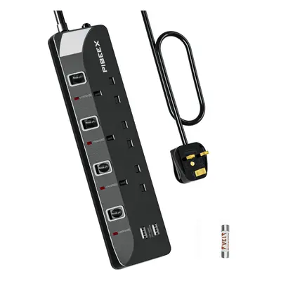 Extension Lead with USB Slots, Way USB Power Strip(13A/3250W), Multi Plug Extension Socket with 