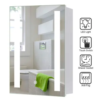 Wall Mounted Bathroom LED Mirror Cabinet Sensor Switch with Shelves