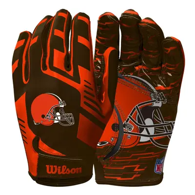 Wilson NFL Stretch Fit Football Gloves - Adult Cleveland Browns