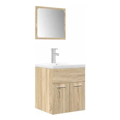 (sonoma oak) vidaXL Piece Bathroom Furniture Set Concrete Grey Engineered Wood