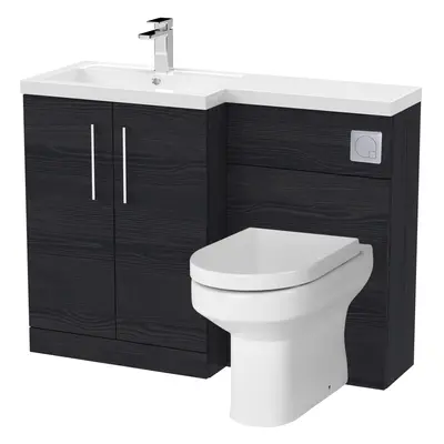 Level Bathroom Bundle Floor Standing Vanity Basin and WC Unit with Pan, Seat and Cistern - Left 