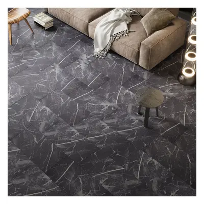 (#3) 20Pcs Grey Stone Effect PVC Flooring Tiles