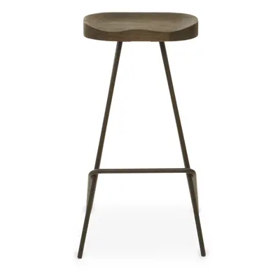 Black Metal Frame Bar Stool, Sleek Kitchen Stool with Footrest, Contemporary Stool for Bar Count