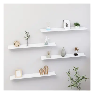 vidaXL 4x Wall Shelves White 80x9x3 cm Hanging Display Racks Furniture Home