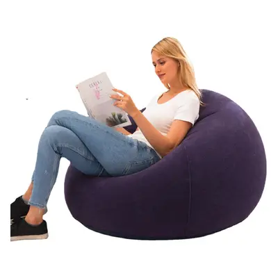 (Purple) PVC Inflatable Bean Bag Leisure Lazy Sofa Folding Lounger Bed Outdoor Camping Travel wi