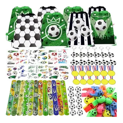 84 PCS Football Party Drawstring Bags, Football Party Bags Fillers with Football Keyring Bracele