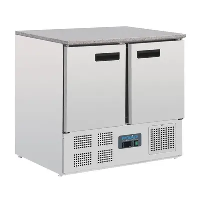 Polar G-Series Double Door Counter Fridge with Granite Work Top 240Ltr