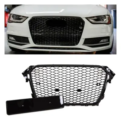 Audi A4 S4 Front Main Grille Gloss Black Honeycomb RS4 Look Badgeless