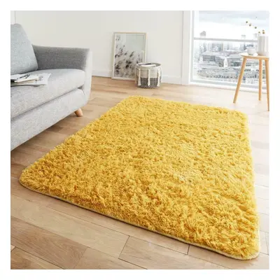 (160 x cm (5'2" x 7'6" Ft), Ochre) FLUFFY RUG ANTI-SLIP SHAGGY RUGS Large Bedroom