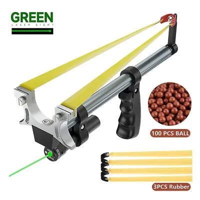 (green laser set2) High Precision Telescopic High Power Stainless Steel Straight Rod Catapult La