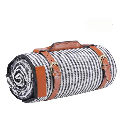 (Black strips) Waterproof Moisture-proof Beach Mat Leather Bandage Picnic Blankets Camping Moist