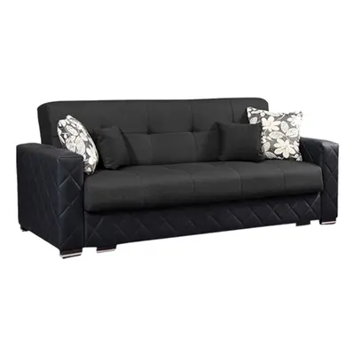 (Black, Seater) Munich Ottoman Storage 3+2 Seater Fabric Sofa Set