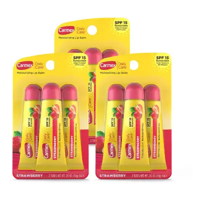 carmex Daily care Moisturizing Lip Balm with SPF Strawberry Lip Balm Tubes OZ Each - count (Pack