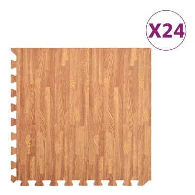 vidaXL 24x Floor Mats Wood Grain EVA Foam Puzzle Exercise Sport Equipment Mats