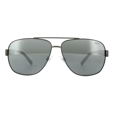 Polo Ralph Lauren Sunglasses PH3110 91576G Semi Shiny Gunmetal Silver Mirror