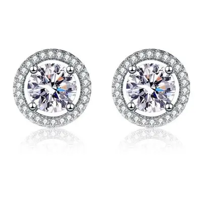 (white, 2x1 carat) Bagueringen Real Sterling Silver Jewelry Women&apos;s Moissanite Stud Earring