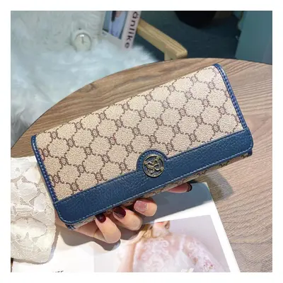 (blue) New Real Leather Women Wallets Brand Designer Cowhide Long Wallet Fashion Purse Triumphal