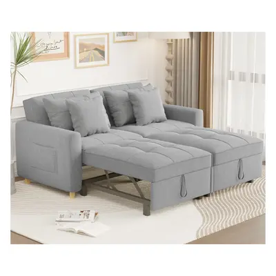 (Grey) YODOLLA 3-in-1 Sofa Bed Double Sleeper Chair Bed